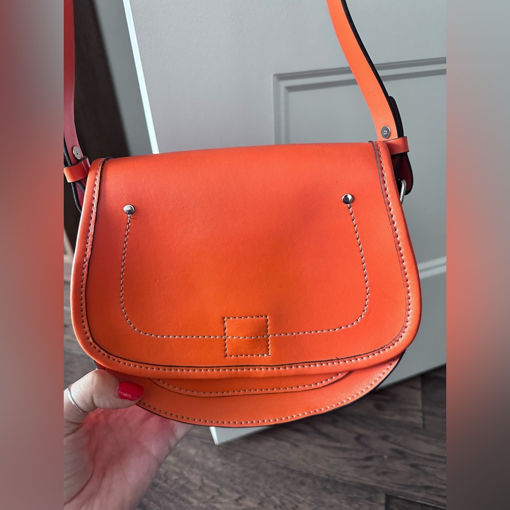 Saddle Orange Leather Crossbody Bag